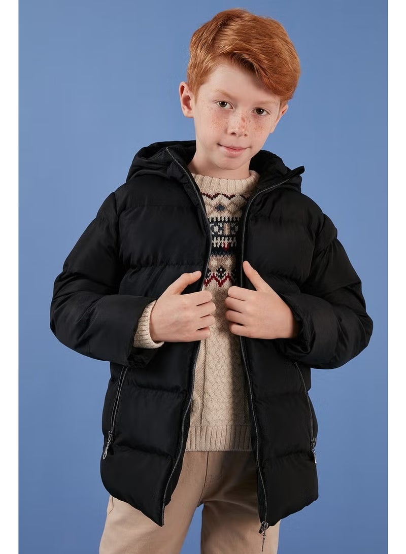Lela Plush Lined Hooded Winter Coat with Pockets Boys' Coat 5761911 - Image 3